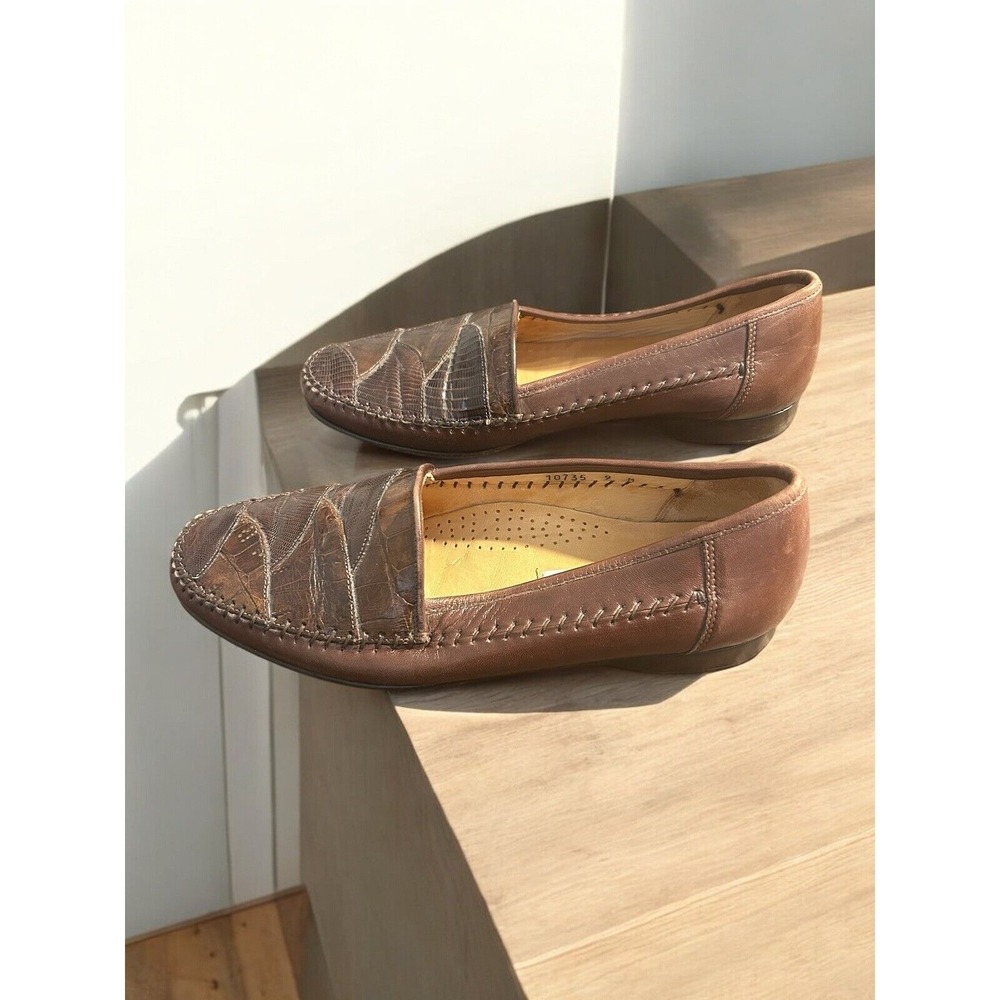 Men's Belvedere Florence Crocodile & Lizard Loafers Brown 9M Italy Vero‎ Cuoio